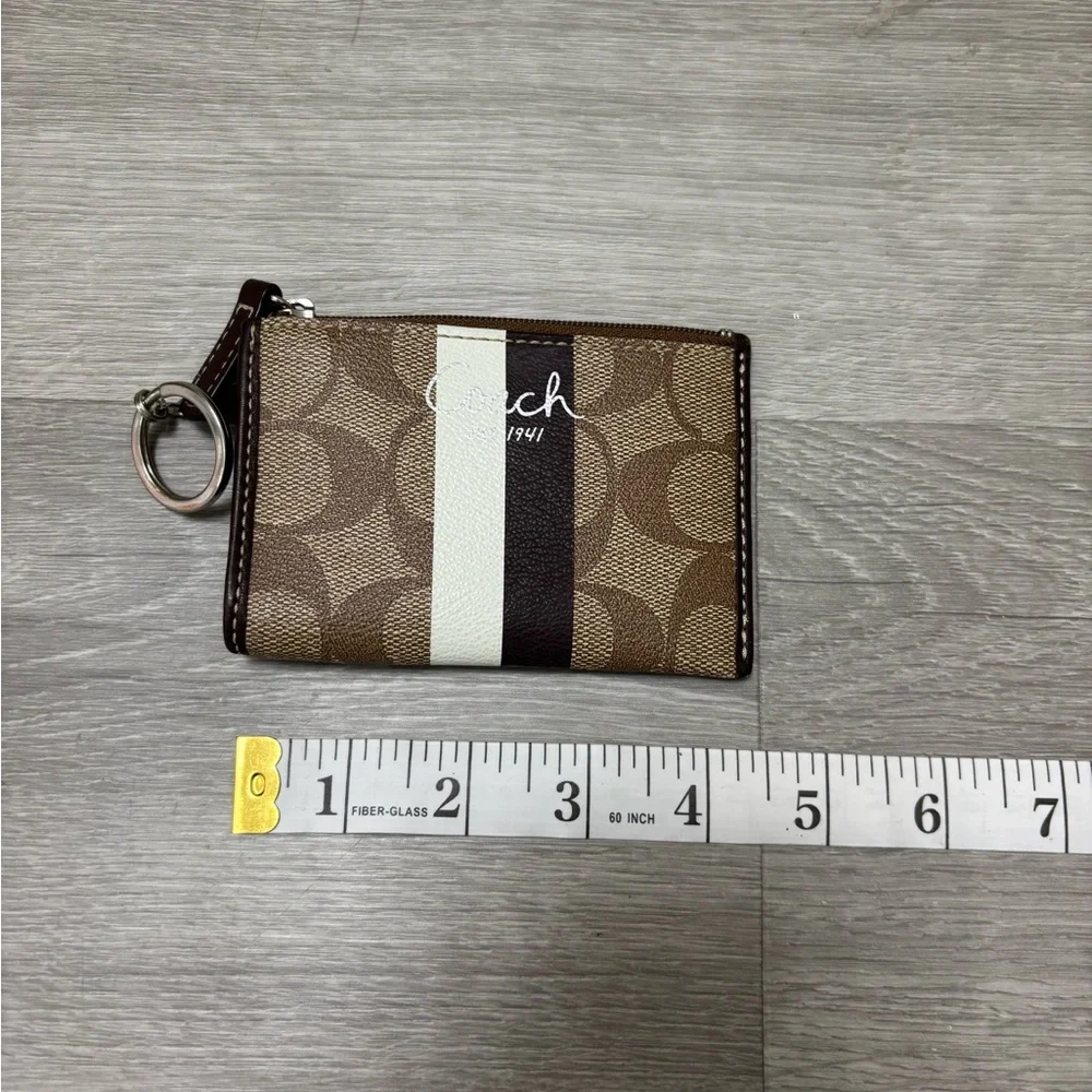 Coach Brown and White Card Wallet